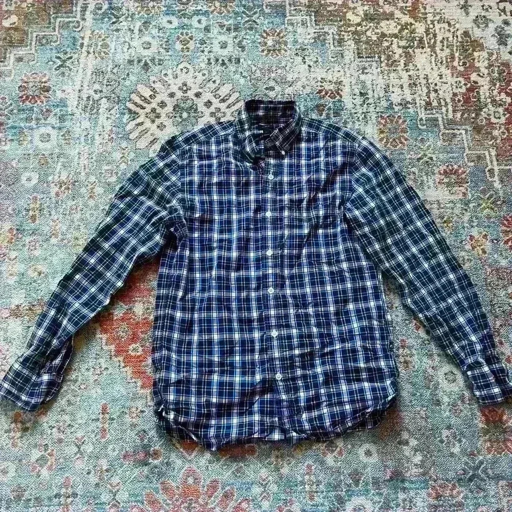 J Crew plaid blue and yellow button down